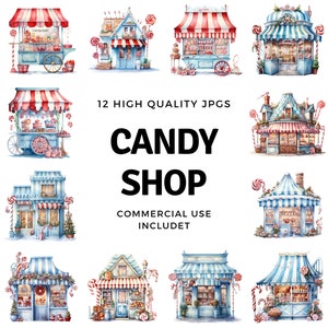 candy shop clipart - 12 High Quality JPGs - instant Download - Card Making, invitations, journals, Scrapbooking, Junk journals