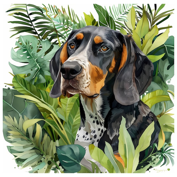 Bluetick Coonhound Dog clipart - 12 High Quality JPGs - instant Download - Card Making, invitations, journals, Scrapbooking, Junk journals