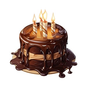 Chocolate Birthday Cake clipart - 12 High Quality JPGs - instant Download - Card Making, invitations, journals, Scrapbooking, Junk journals
