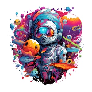 Psychedelic Space clipart - 12 High Quality JPGs - instant Download - Card Making, invitations, journals, Scrapbooking, Junk journals