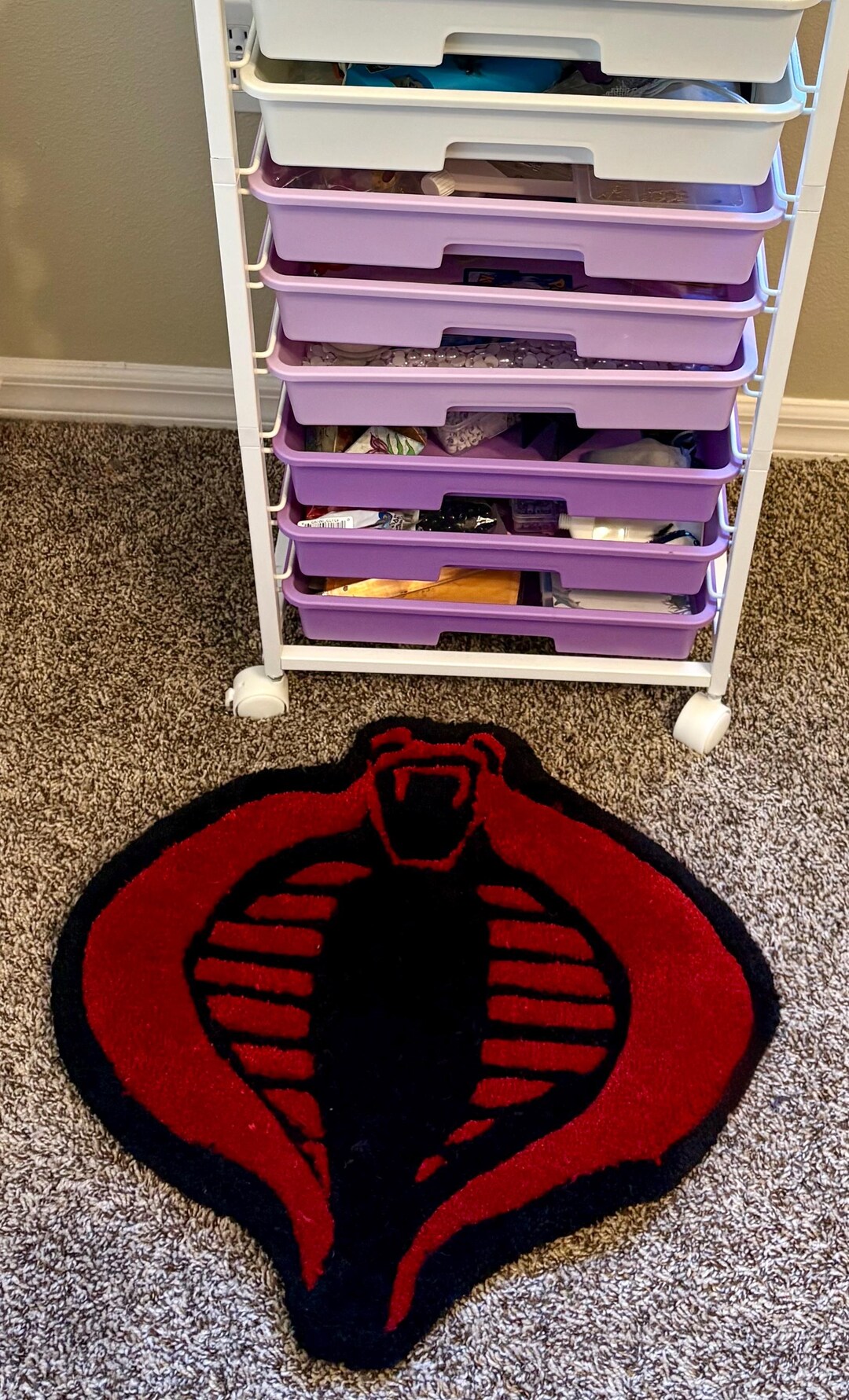 Handmade Cobra Logo Rug | GI Joe Fan Art, Retro Decor - Etsy