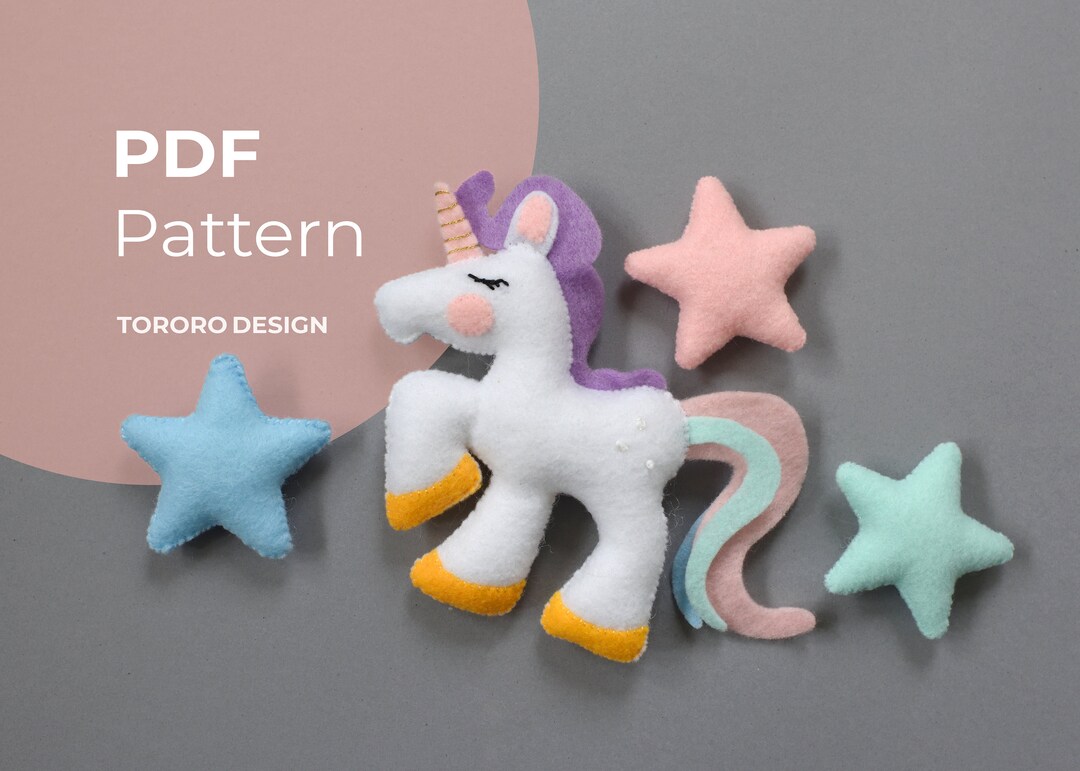 Felt Unicorn Pattern PDF Sewing Pattern Unicorn Doll Plushie Pattern ...