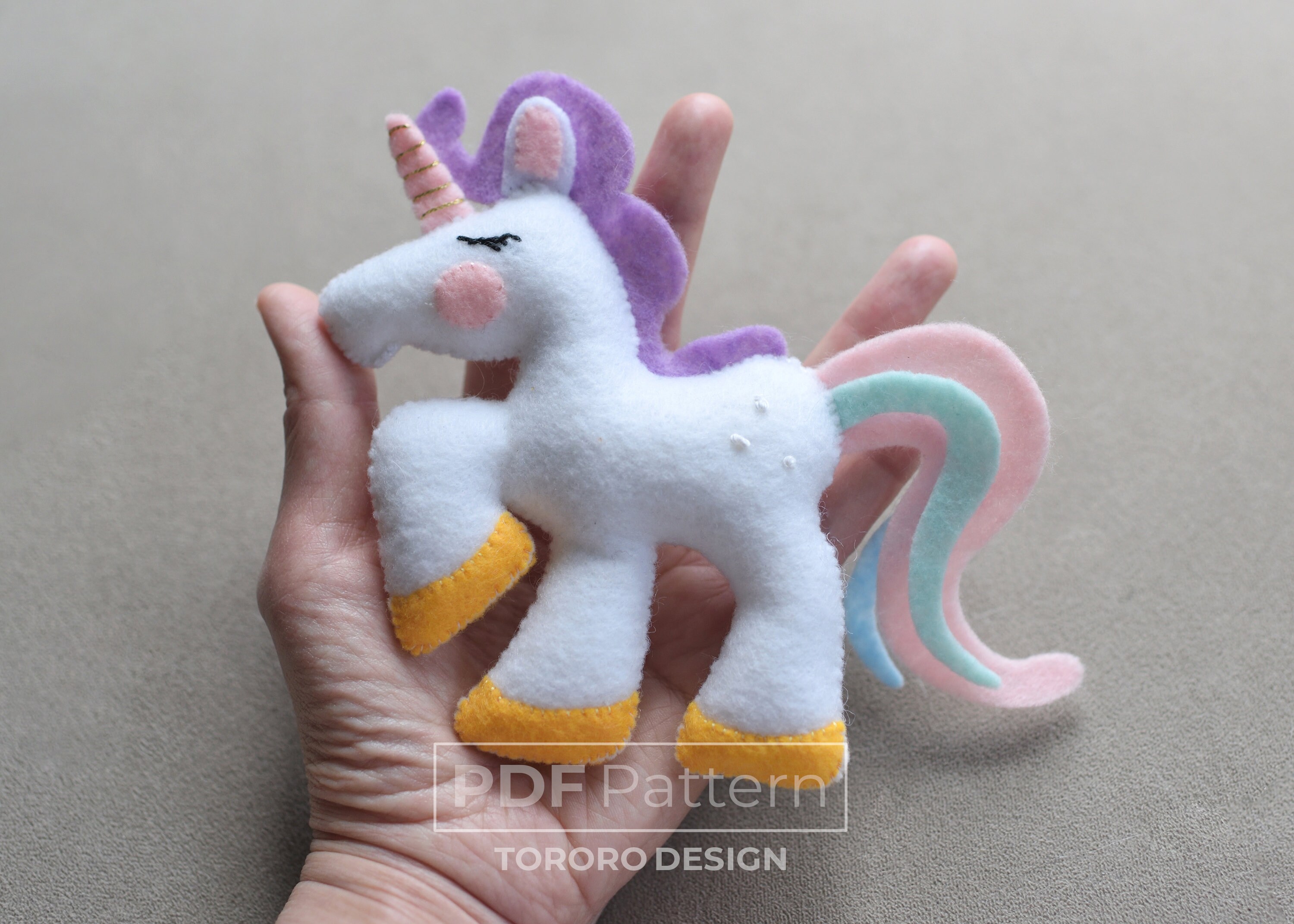 Felt Unicorn Pattern PDF Sewing Pattern Unicorn Doll Plushie Pattern ...