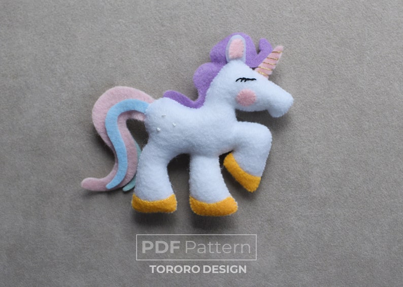 Felt Unicorn Pattern PDF Sewing Pattern Unicorn Doll Plushie Pattern ...