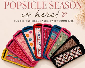 Reusable Popsicle Sleeve | Freezer Pop Holder | Assorted Designs | Ready to Ship | Kids Summer Accessory
