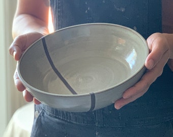 Handmade Ceramic Bowl | Serving Bowl | Striped | Clay Bowl | Handmade Pottery