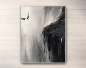 The Hawk and the Waterfall | Printable Digital Wall Art | Oil Painting | Digital TV Art | Digital Download