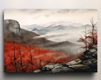 The Old Red Hills | Printable Digital Wall Art | Oil Painting | Digital TV Art | Digital Download