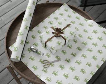 Crab Wrapping Paper in Green in The Coastal Collection