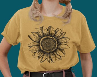 Minimalist Sunflower shirt,sunflower graphic tee shirt for women,sunflower summer shirt,sunflower tshirt,Sunshine Tee flower,sunflower shirt