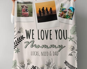 Custom Photo Blanket For Mom, Gift For Mother's Day, Mom Blankets, Custom Picture Blankets, Photos Collage Grandma, Family memories gift.