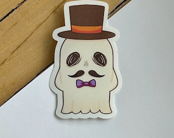 Spooky Gentleman - Cute Halloween Ghost Glossy Vinyl Sticker for Water Bottles, Laptops, Notebooks, Journals, Letters