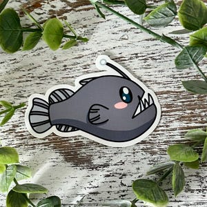 Anglerfisch Aufkleber - Glänzender Vinyl-Aufkleber für Wasserflaschen, Laptops, Scrapbooks, Büros, Journals und mehr