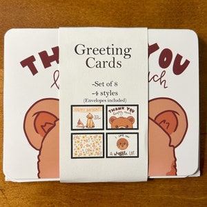 Paquete de 8 tarjetas de felicitación: lindas tarjetas para decir gracias, feliz cumpleaños, te amo y más...