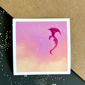 Pegatina estética de dragón nublado: pegatina de vinilo brillante ilustrada para diarios, espacios de oficina, cartas, álbumes de recortes, botellas de agua y más