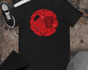 Camiseta unisex Bon Scott ACDC Booze Sex Rock N Roll