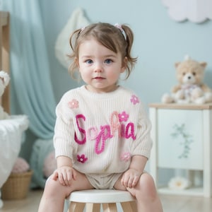 Personalized Baby Name Sweater,Custom Embroidered Toddler Sweater,Cute Baby Floral Sweater,Baby Announcement,Baby Shower Gift,Newborn Gift