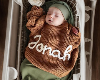 Personalisierte Hand gestickt Baby und Kleinkind Pullover, kundenspezifische Name Baby Pullover, Neugeborenen Geschenk, Baby-Dusche-Geschenk, Geschenk für Baby Jungen Mädchen