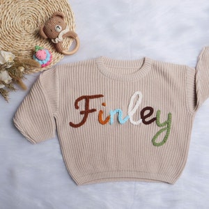 Cute Customized Baby Name Sweaters, Personalized  Hand-Embroidered Baby Name Sweaters,Baby Girl Boy Name Sweater,Gift For Baby Girl Boy