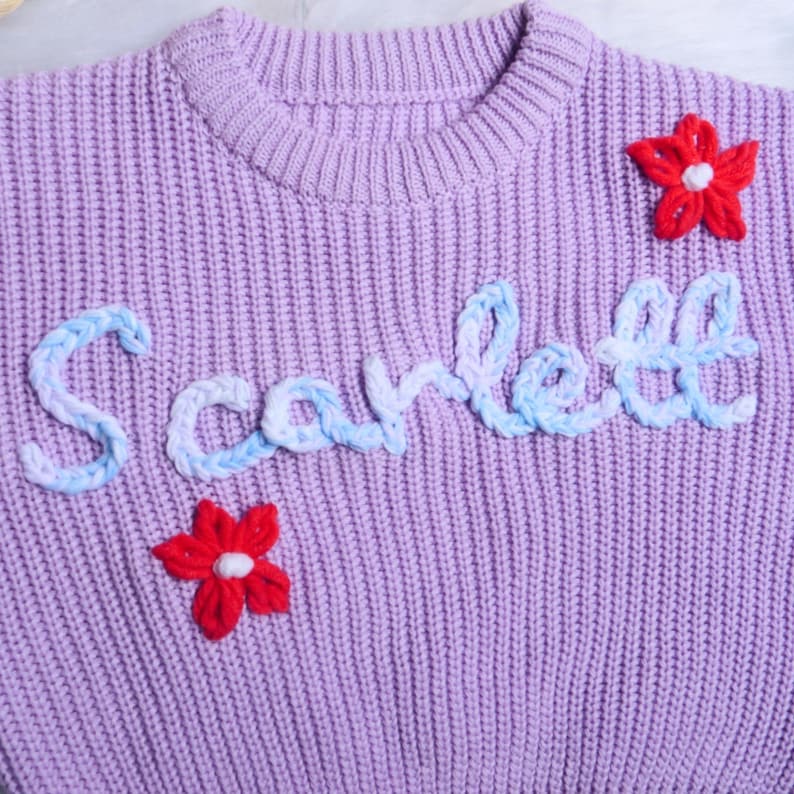 Personalized Baby Name Sweater,hand-embroidered Girls Name Jumper ...
