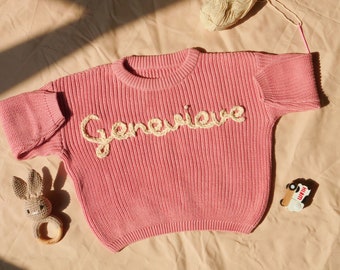 Cute Customized Name Baby Sweaters, Adorable Personalized  Hand-Embroidered Sweaters for Babies and Toddlers