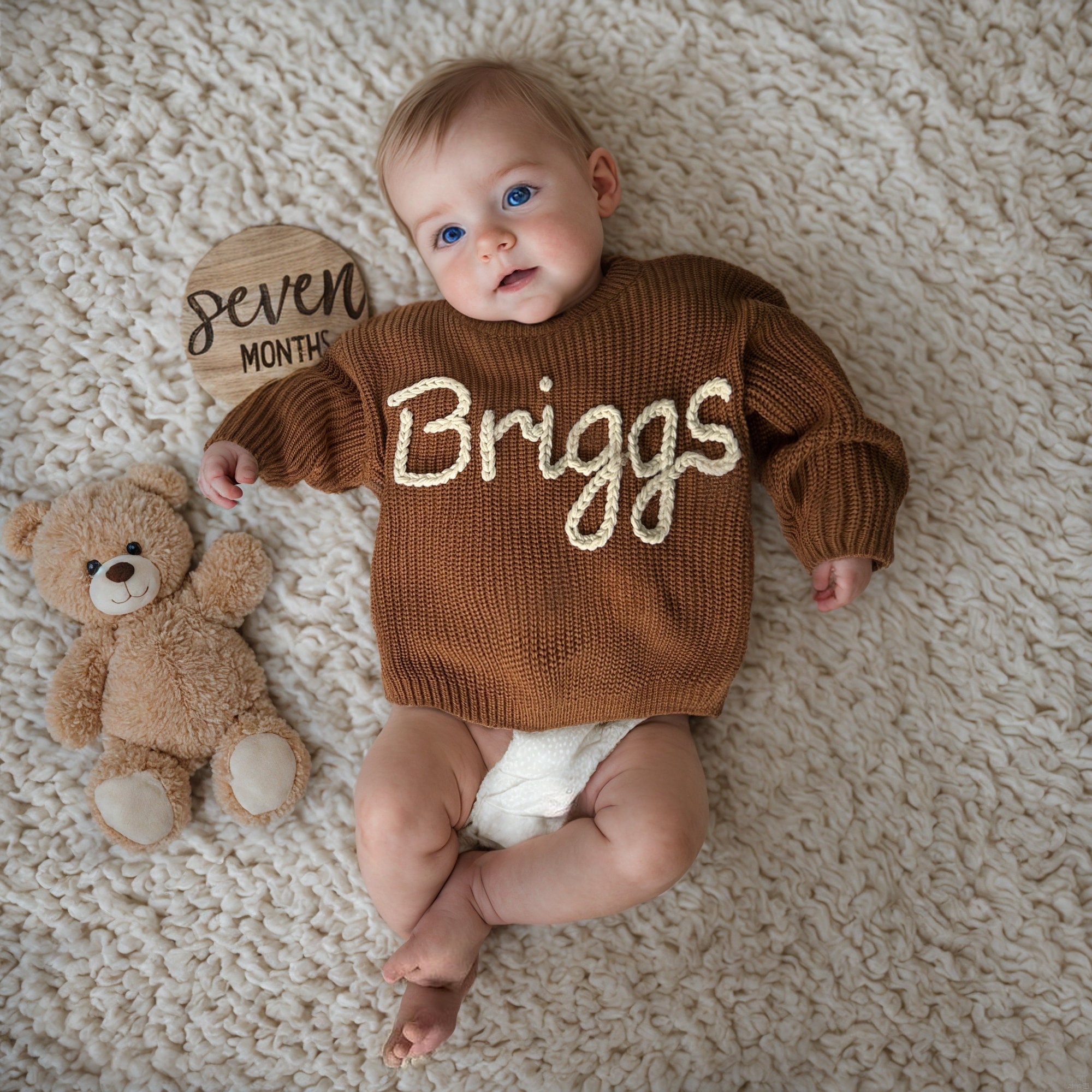 Custom Baby Name Sweater,Knit Name Baby Sweater,Hand Embroidered Name Sweater,Newborn Sweater,Baby Announcement,Baby Shower Gift,Baby Gift