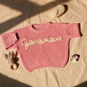 Personalized Hand Embroidered Baby and Toddler Sweaters,Customized Name Baby Sweaters, Newborn Gift,Baby Shower Gift,Gift For Baby Boy Girls image 2