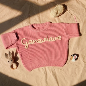 Personalized Hand Embroidered Baby and Toddler Sweaters,Customized Name Baby Sweaters, Newborn Gift,Baby Shower Gift,Gift For Baby Boy Girls zdjęcie 2