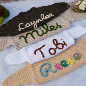 Cute Customized Name Baby Sweaters, Adorable Personalized Hand-Embroidered Sweaters for Babies and Toddlers image 4
