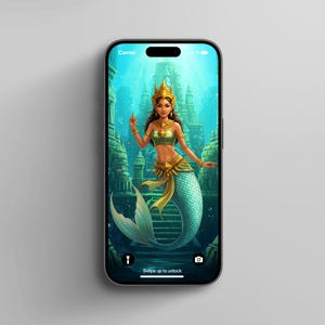 Sovann Macha iPhone Wallpaper | Khmer Mermaid Phone Background, Cambodian Reamker Mythology, Apsara Illustration, Southeast Asian Art, Khmer