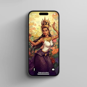 Cambodian Apsara iPhone Wallpaper | Traditional Khmer Apsara Lock Screen, Digital Download, Southeast Asian Art, Angkor Wat Background