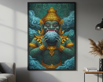 Khmer Yeak Rahu Giant Poster | Khmer Art, Cambodia Poster