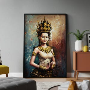 Cambodian Apsara Art Print | Khmer Dancer Wall Art, Traditional Southeast Asian Decor, Angkor Wat Inspired Artwork, Cultural Home