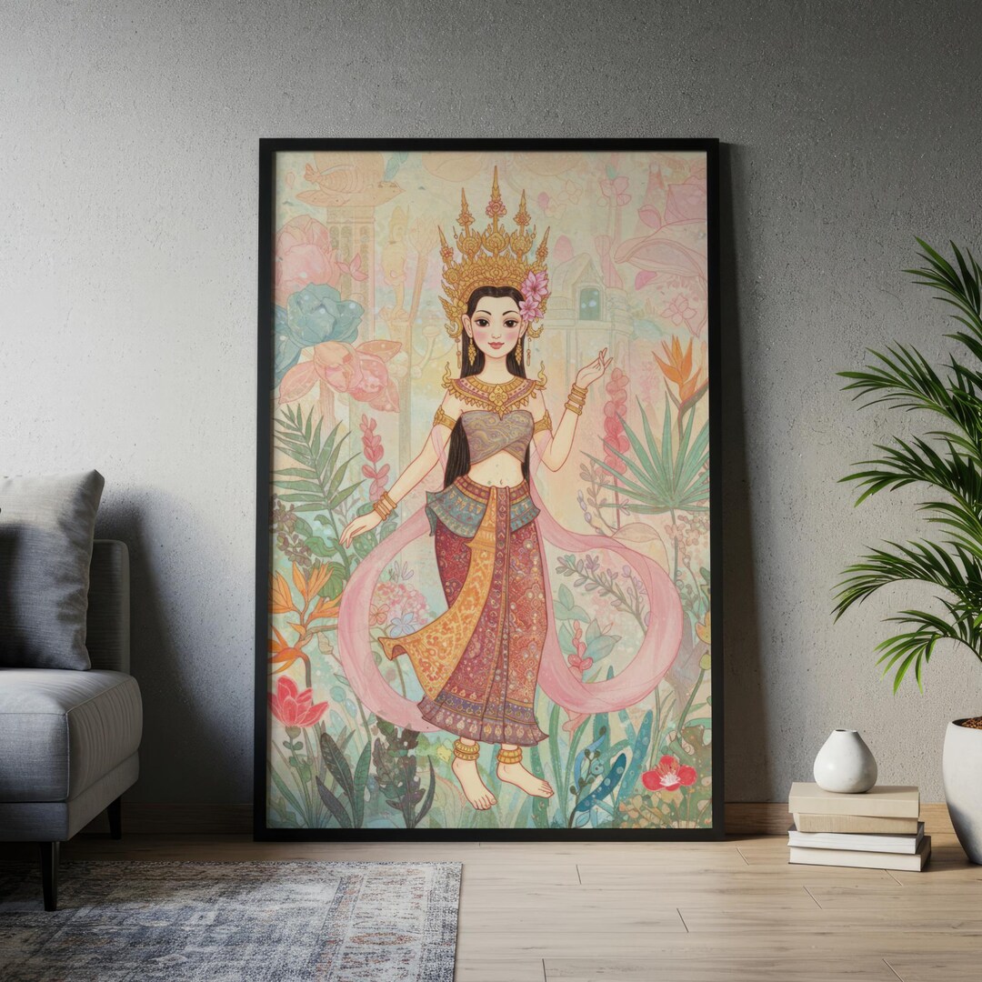 Soft Color Khmer Apsara Art Poster | Apsara Painting, Khmer Art ...