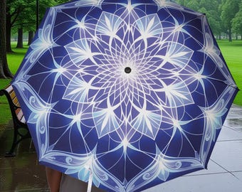 Blue Crystal Mandala Umbrella