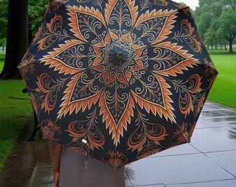 Antique Blue Lotus Mandala Umbrella