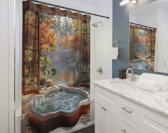 Japanese Garden Jacuzzi Shower Curtain