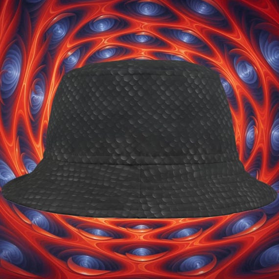Black Snakeskin Bucket Hat