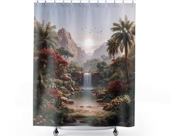 Jungle Waterfall Shower Curtain