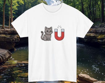 Cat Magnet T-Shirt | Whimsical Kitten Graphic Tee