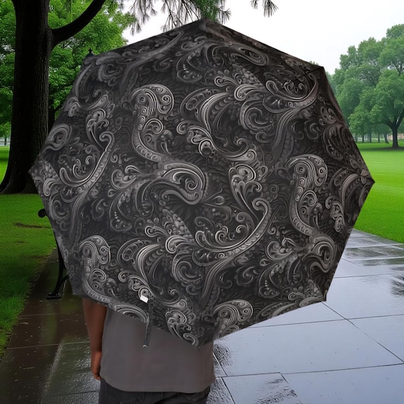 Grayscale Paisley Design Umbrella