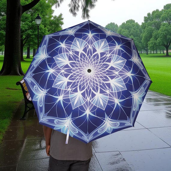 Blue Crystal Mandala Umbrella