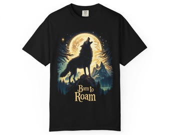 Moonlit Wolf Graphic Tee - Born to Roam
