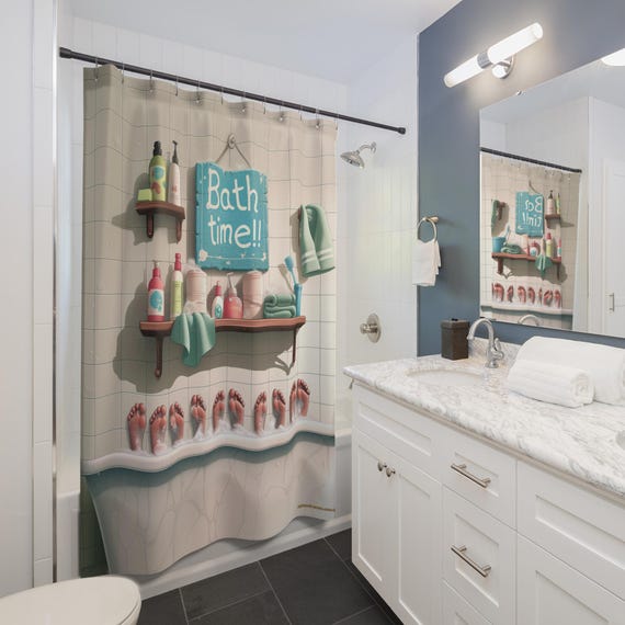 Bath Time Feet Shower Curtain