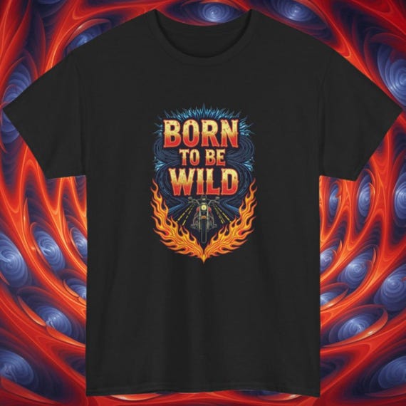 Born to Be Wild Motorcycle Flame & Road Graphic Tee