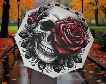 Skull and Rose Umbrella