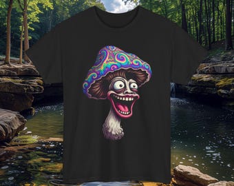 Laughing Psychedelic Mushroom T-Shirt | Trippy Fungi Graphic Tee