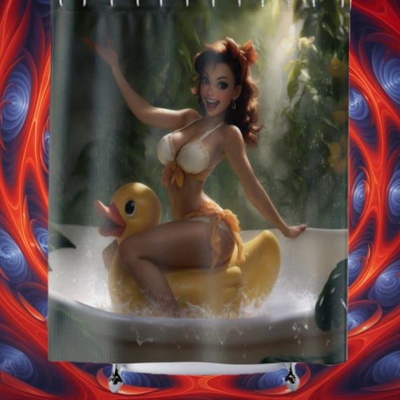 Rubber Ducky Pinup Shower Curtain
