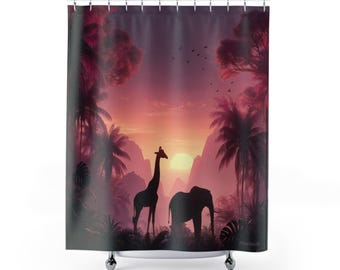 Tropical Safari Sunset Shower Curtain