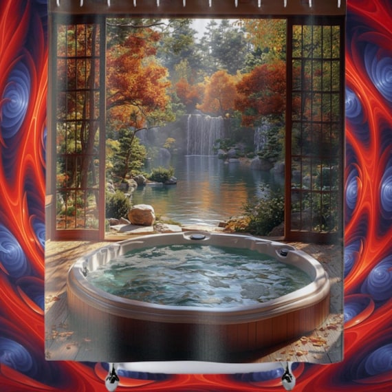 Japanese Garden Jacuzzi Shower Curtain